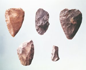 Ferramentas de pedra pré-históricas, da Grotte de Placard, 80000-35000 aC (sílex)